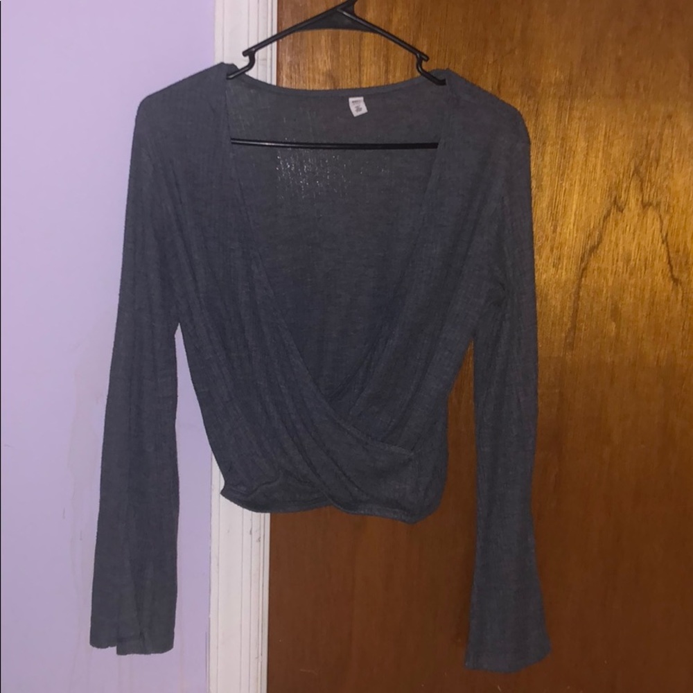 Long sleeve peasant top with split sleeves